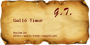 Galló Timur névjegykártya